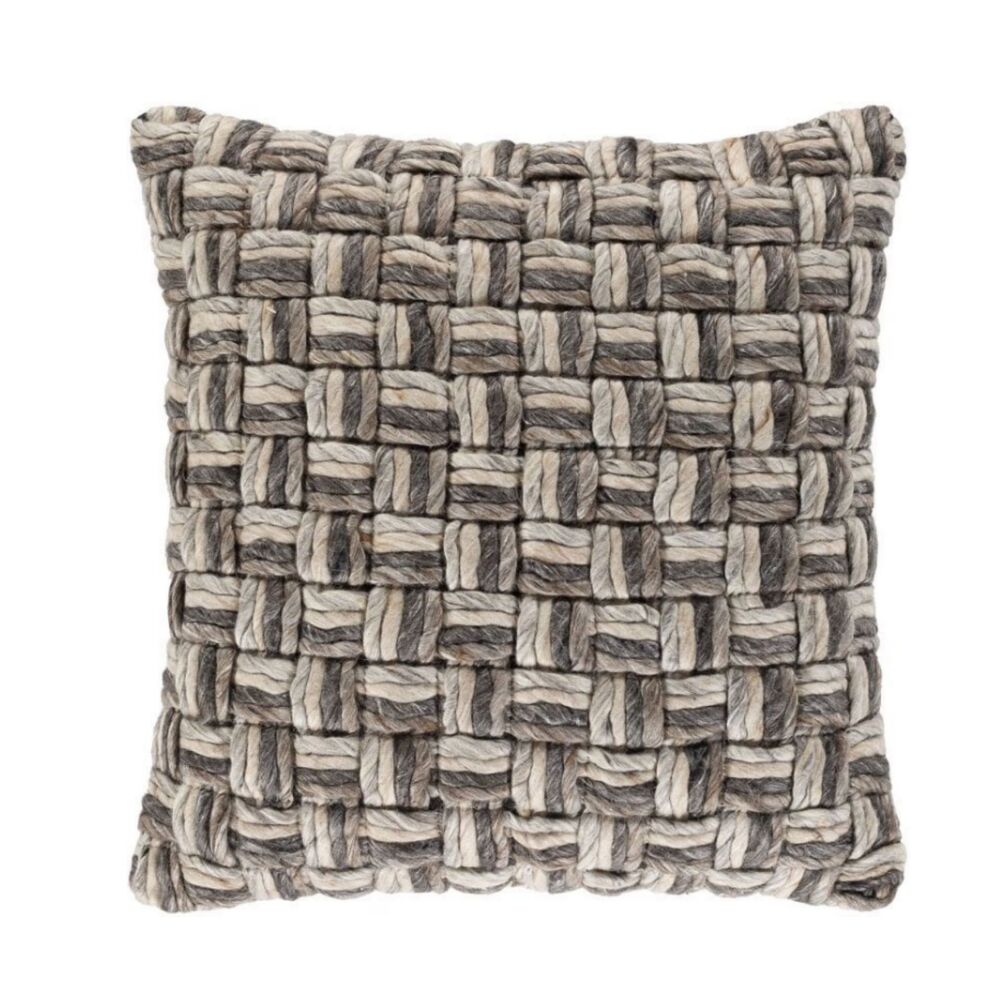 2 Surya Cordoba Square Wool Pillow COVERS Taupe Brown Black Woven Modern 20"x20"